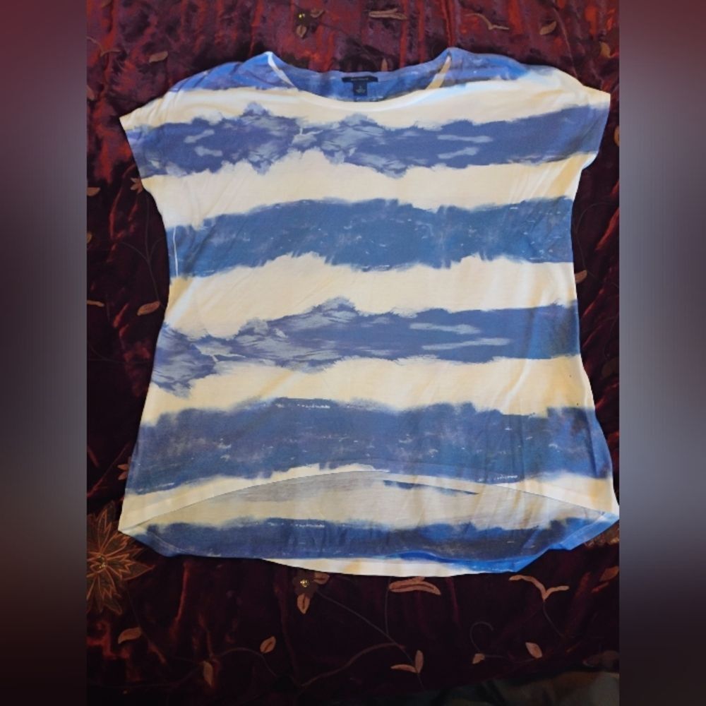 Blue and White Striped Women's Top